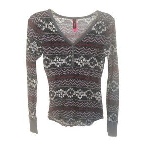 La Senza Knit Long Sleeve PJ Top Ladies Med in Grey Mix